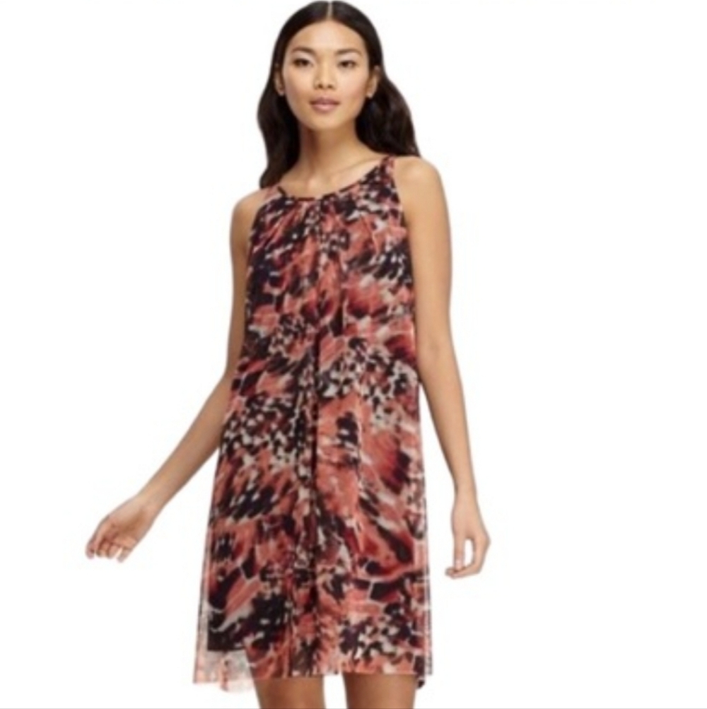 London Times Coral and Black Midi Dress